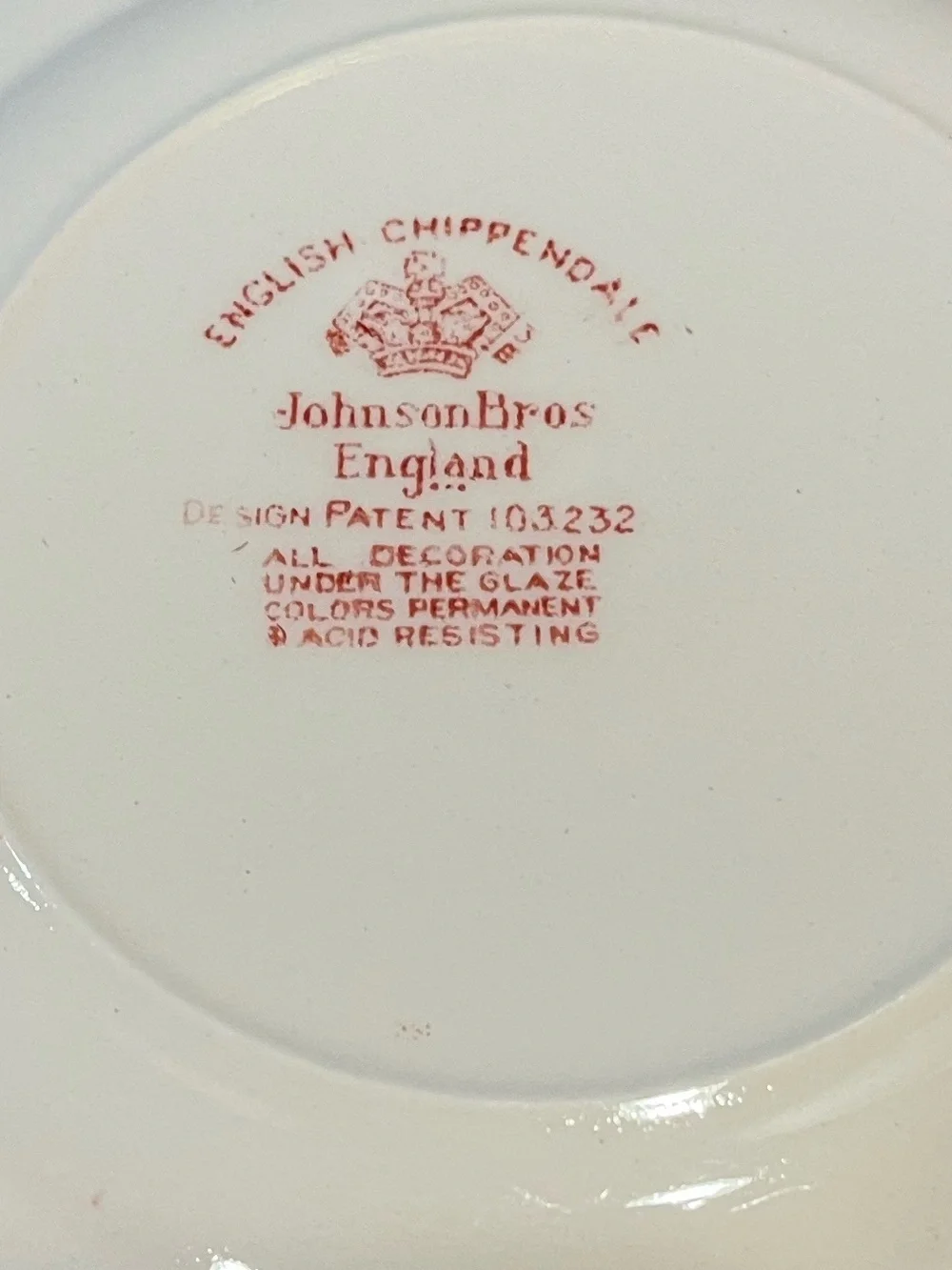 Vintage Johnson Brothers English Chippendale Red Floral 6” Salad Plate